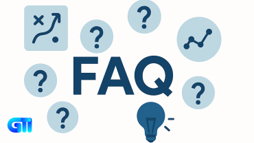 “FAQ illustration with the word ‘FAQ’ surrounded by question marks, analytics icons, and a lightbulb representing answers and insights in digital marketing.”