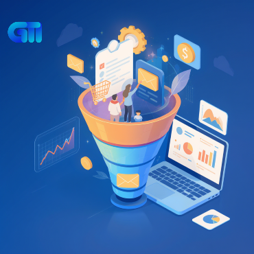 “Website conversion optimization funnel illustrating lead generation, analytics, and sales growth”